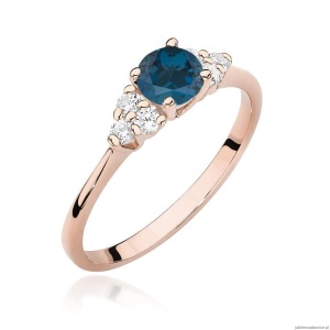 Pierścionek W451 z Topazem London Blue 0,50ct różowe złoto