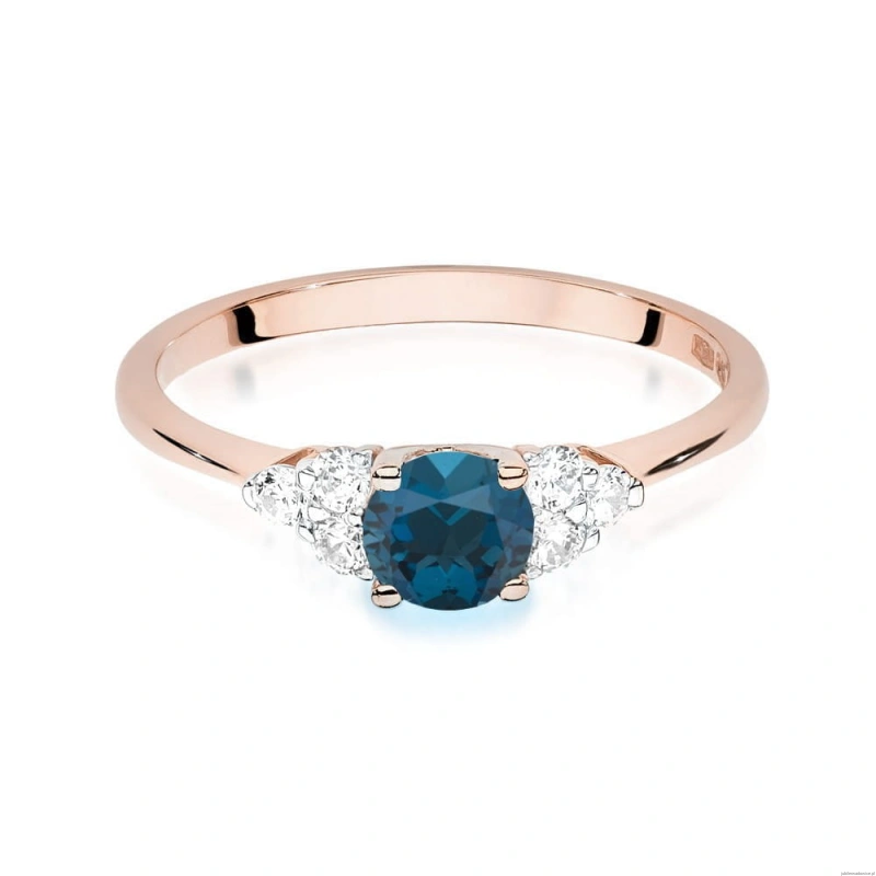 Pierścionek W451 z Topazem London Blue 0,50ct różowe złoto