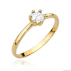 Pierścionek W496 Diament 0,30ct żółte złoto