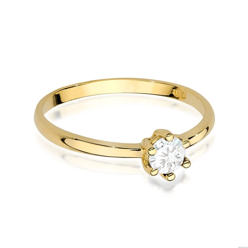Pierścionek W496 Diament 0,30ct żółte złoto