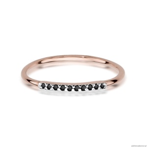 Pierścionek W509 z czarnymi diamentami różowe złoto