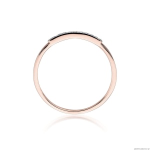 Pierścionek W509 z czarnymi diamentami różowe złoto