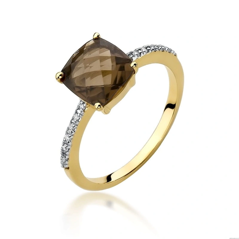 Pierścionek W511 Kwarc Dymny 2,00ct żółte złoto