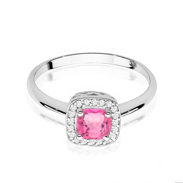 Pierścionek W514 Różowy Topaz 0,65ct białe złoto