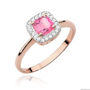 Pierścionek W514 Różowy Topaz 0,65ct różowe złoto