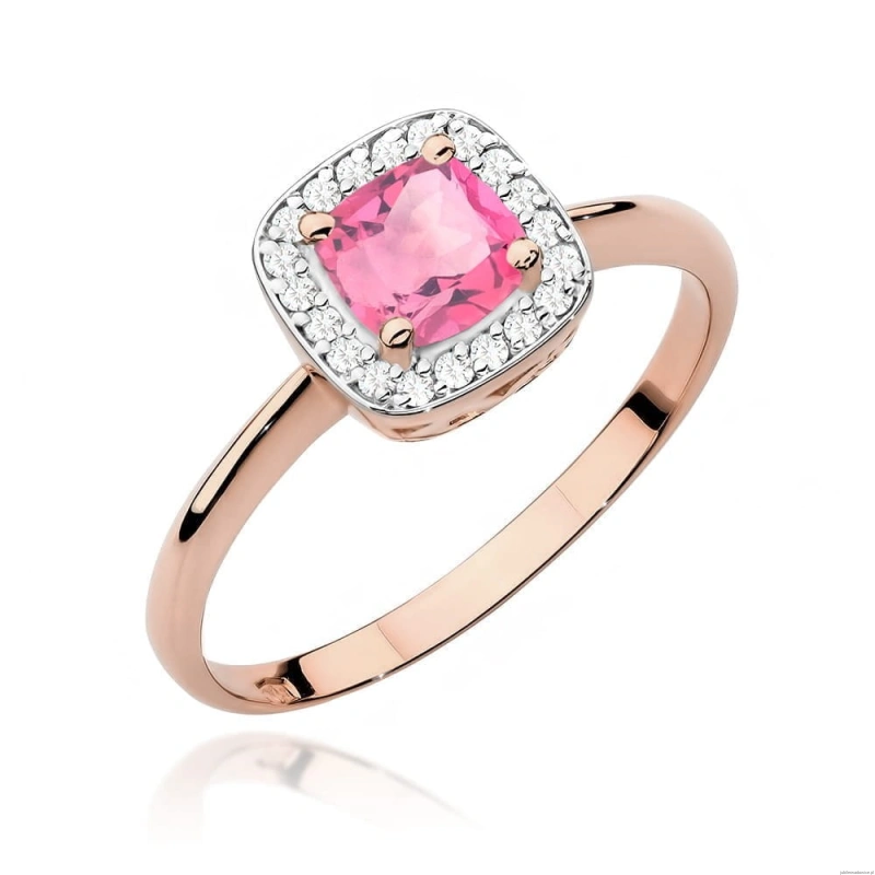 Pierścionek W514 Różowy Topaz 0,65ct różowe złoto