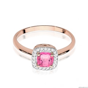 Pierścionek W514 Różowy Topaz 0,65ct różowe złoto