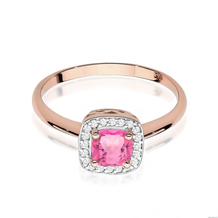 Pierścionek W514 Różowy Topaz 0,65ct różowe złoto