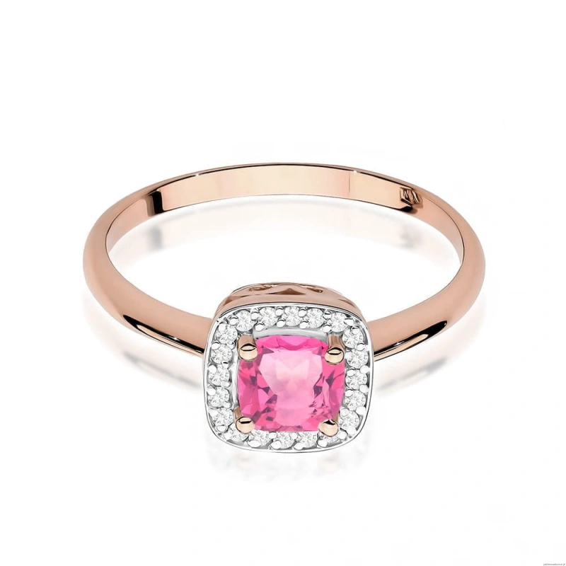 Pierścionek W514 Różowy Topaz 0,65ct różowe złoto