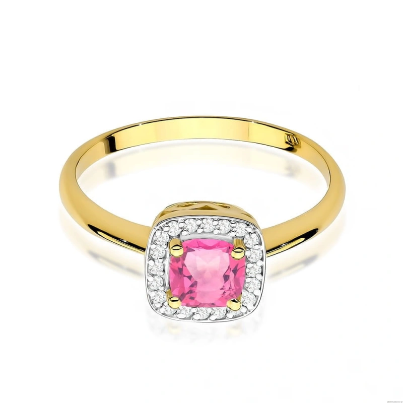 Pierścionek W514 Różowy Topaz 0,65ct żółte złoto