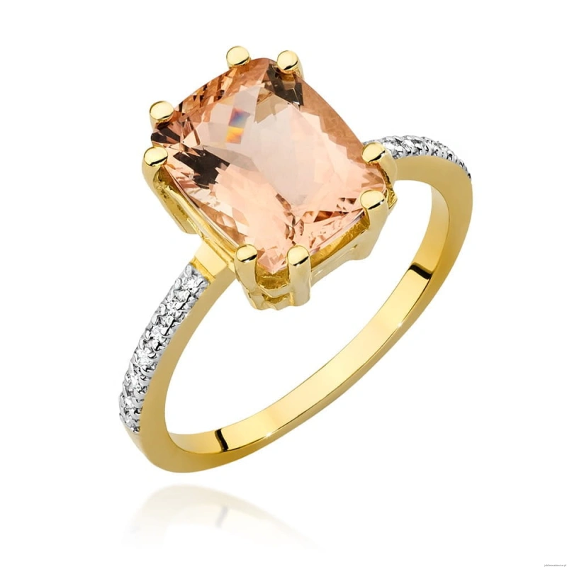 Pierścionek W527 Morganit 2,80ct żółte złoto