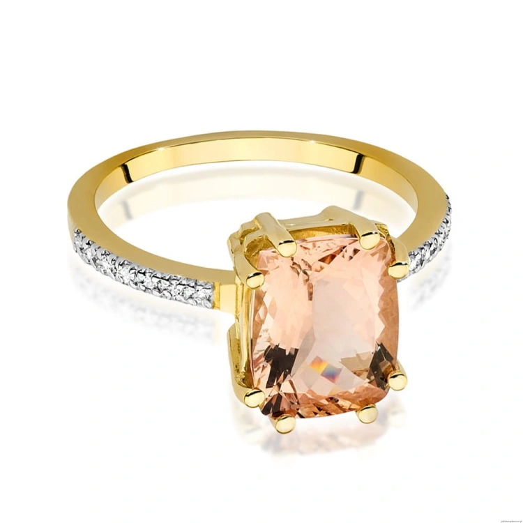 Pierścionek W527 Morganit 2,80ct żółte złoto