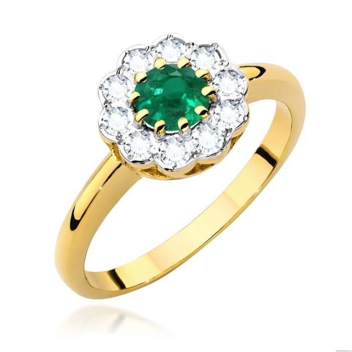 Pierścionek W529 Szmaragd 0,50ct żółte złoto