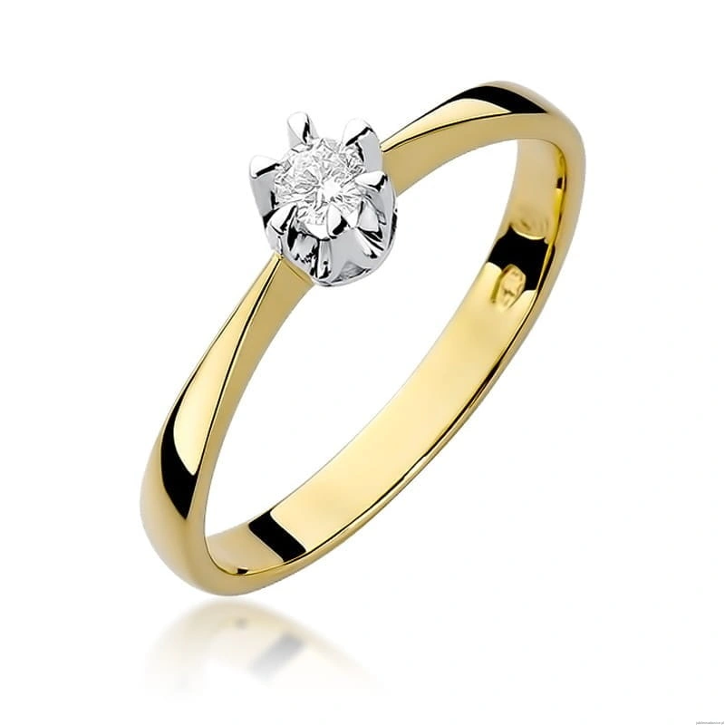 Pierścionek W111 Diament 0,20ct żółte złoto