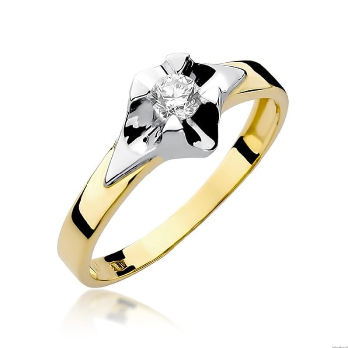 Pierścionek W155 Diament 0,23ct żółte złoto