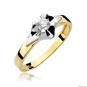 Pierścionek W155 Diament 0,25ct żółte złoto