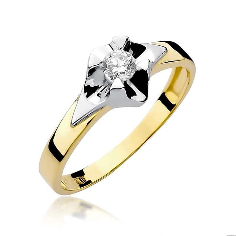 Pierścionek W155 Diament 0,25ct żółte złoto