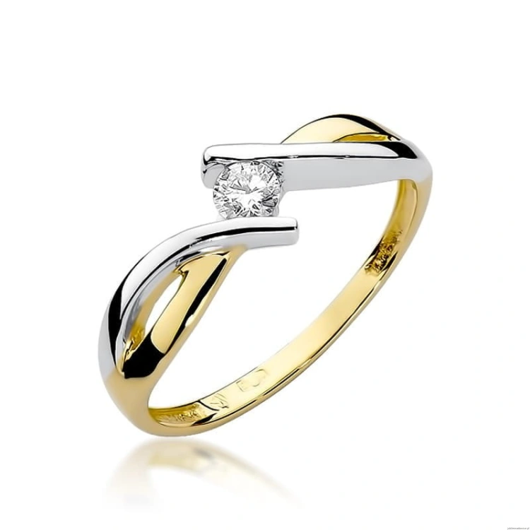 Pierścionek W191B Diament 0,08ct żółte złoto