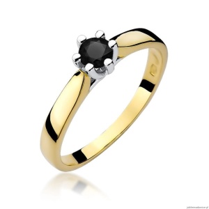 Pierścionek W222B Czarny Diament 0,30ct żółte złoto