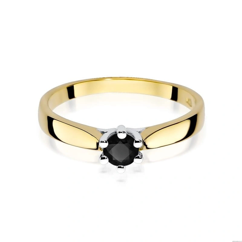 Pierścionek W222B Czarny Diament 0,30ct żółte złoto