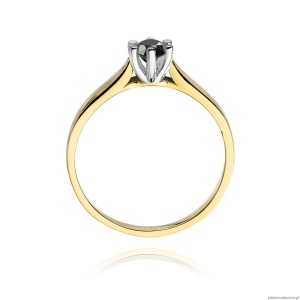 Pierścionek W222B Czarny Diament 0,30ct żółte złoto