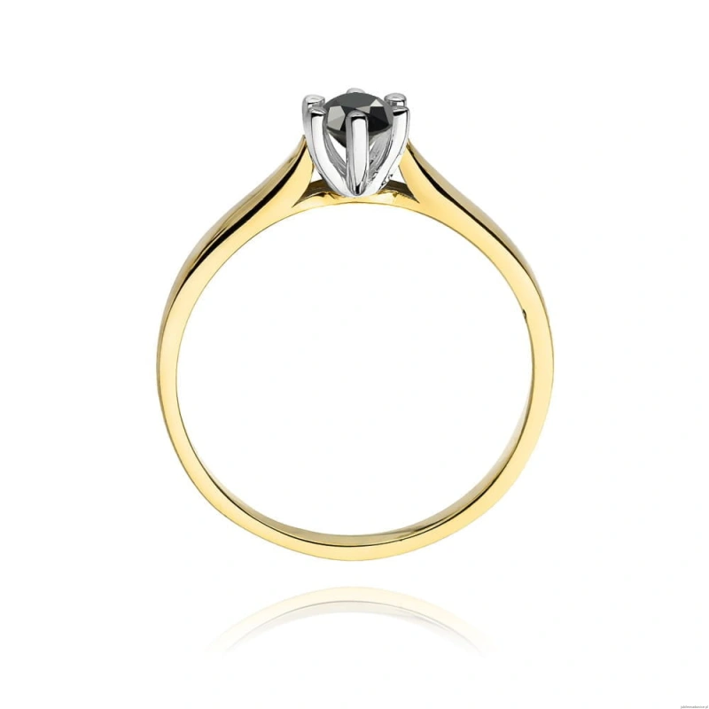 Pierścionek W222B Czarny Diament 0,30ct żółte złoto