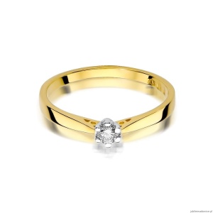 Pierścionek W229 Diament 0,08ct żółte złoto