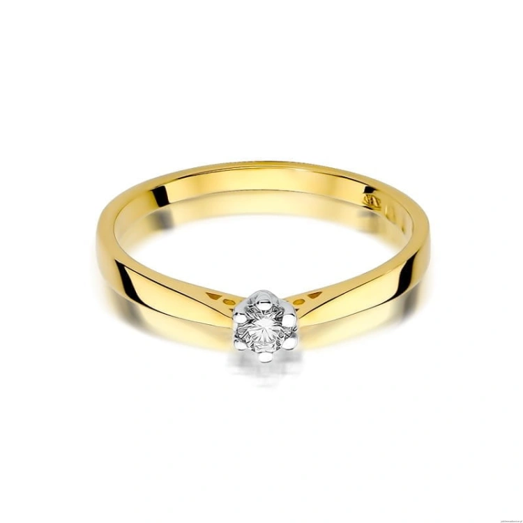 Pierścionek W229 Diament 0,08ct żółte złoto