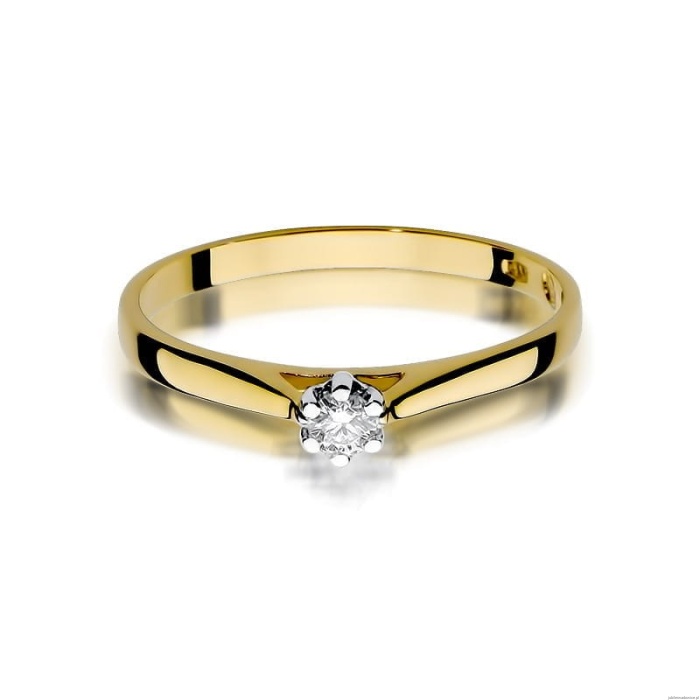 Pierścionek W311 Diament 0,10ct żółte złoto