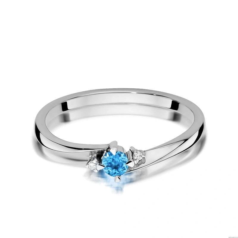 Pierścionek W346 Topaz 0,15ct białe złoto