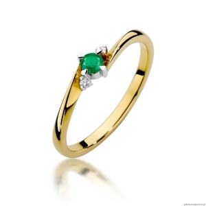 Pierścionek W346 Szmaragd 0,15ct żółte złoto