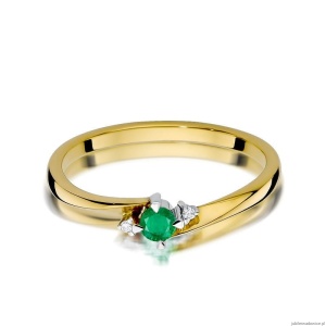 Pierścionek W346 Szmaragd 0,15ct żółte złoto