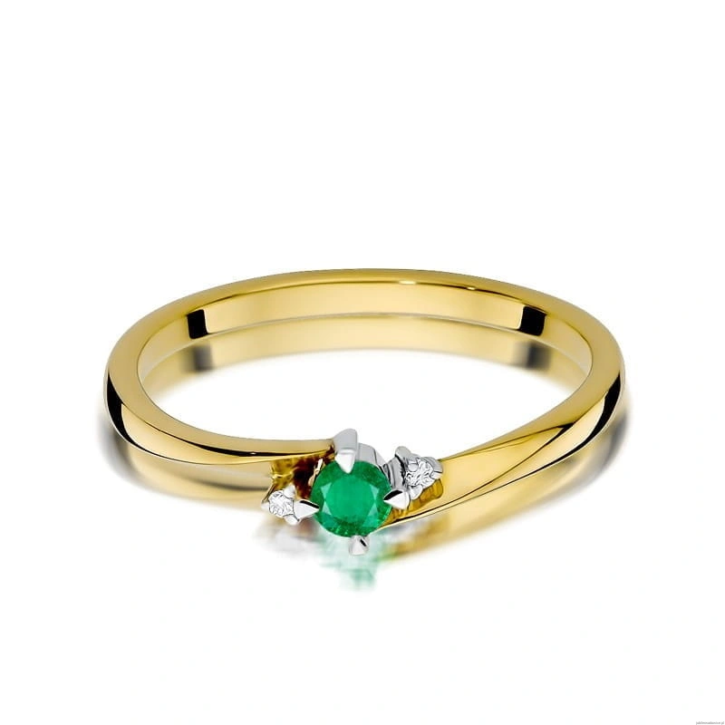 Pierścionek W346 Szmaragd 0,15ct żółte złoto