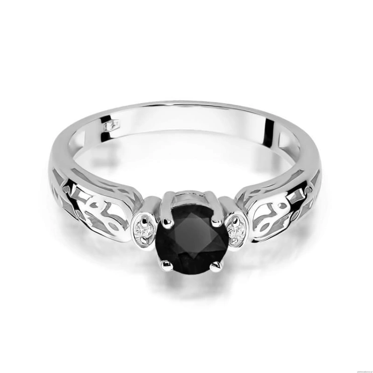 Pierścionek W014 Czarny Diament 0,50ct białe złoto