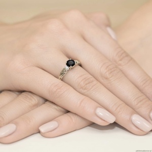 Pierścionek W014 Czarny Diament 0,50ct białe złoto