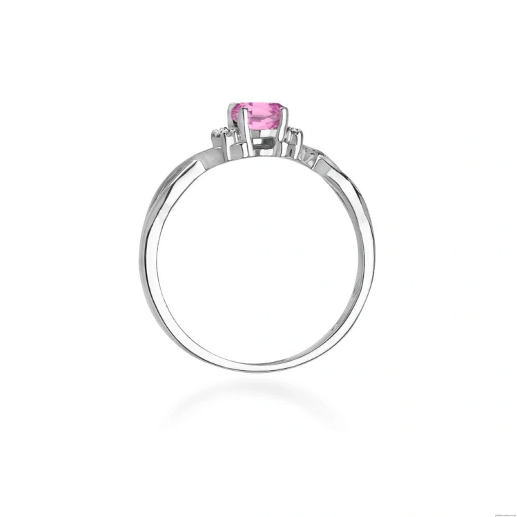 Pierścionek W019 Różowy Szafir 0,45ct białe złoto