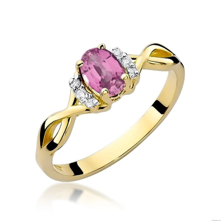 Pierścionek W019 Różowy Szafir 0,45ct żółte złoto