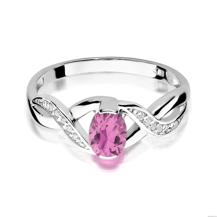 Pierścionek W028 Różowy Szafir 0,45ct białe złoto