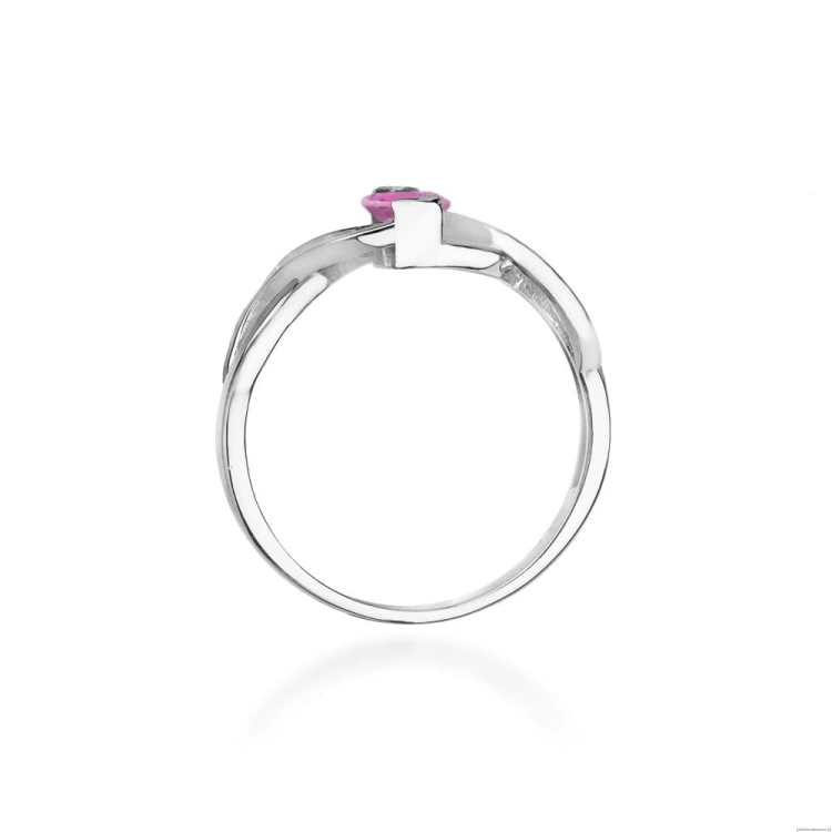 Pierścionek W028 Różowy Szafir 0,45ct białe złoto