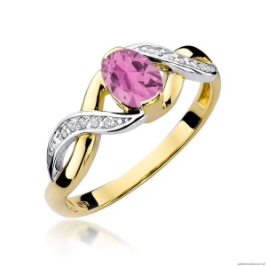 Pierścionek W028 Różowy Szafir 0,45ct żółte złoto