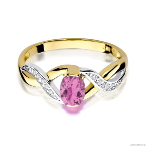 Pierścionek W028 Różowy Szafir 0,45ct żółte złoto