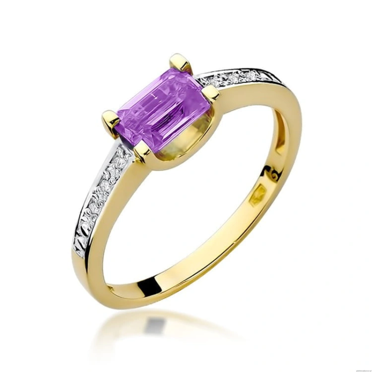 Pierścionek W105 Ametyst 0,60ct żółte złoto
