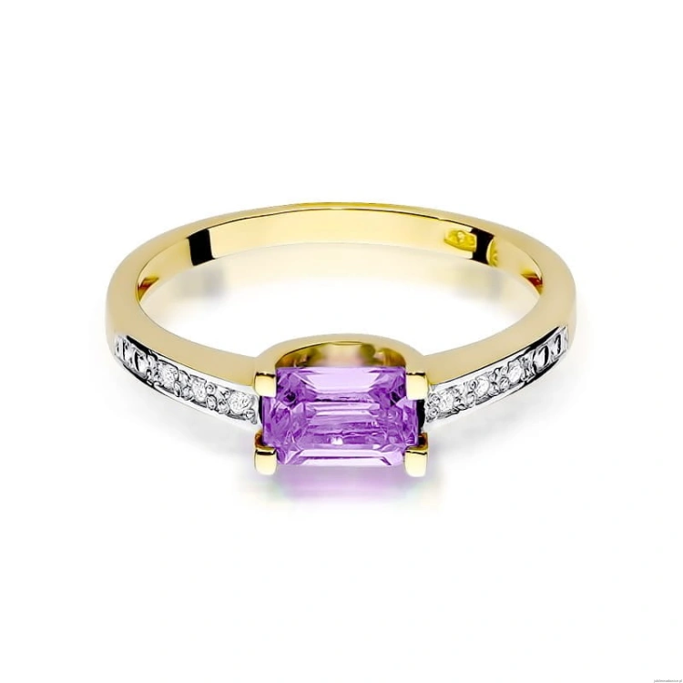 Pierścionek W105 Ametyst 0,60ct żółte złoto