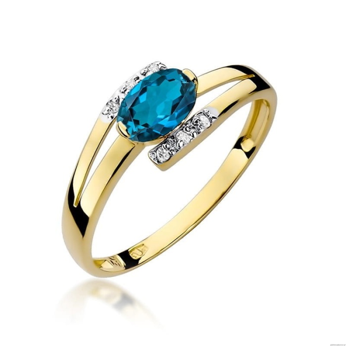 Pierścionek W119 Topaz London Blue 0,50ct żółte złoto