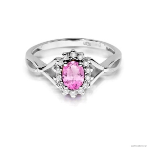 Pierścionek W182 Różowy Szafir 0,45ct białe złoto