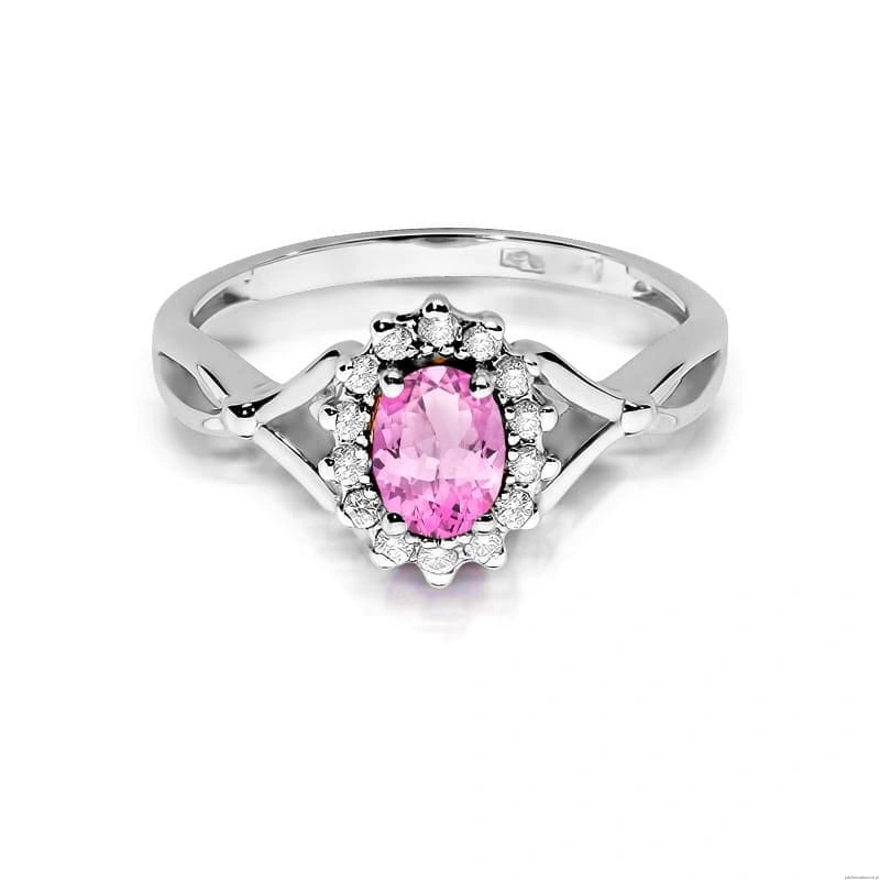 Pierścionek W182 Różowy Szafir 0,45ct białe złoto