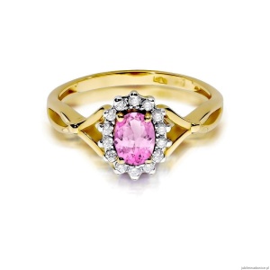 Pierścionek W182 Różowy Szafir 0,45ct żółte złoto