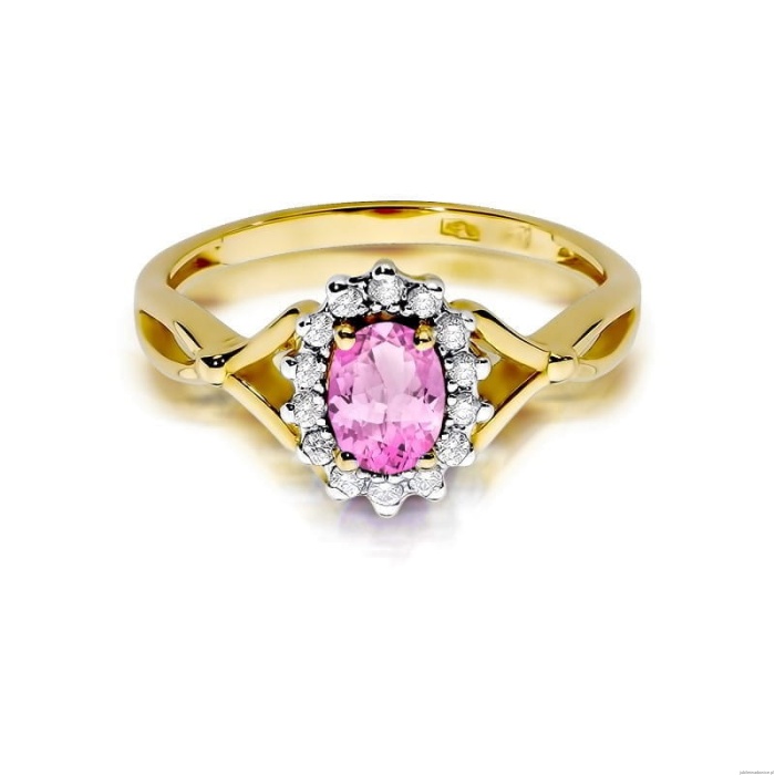 Pierścionek W182 Różowy Szafir 0,45ct żółte złoto