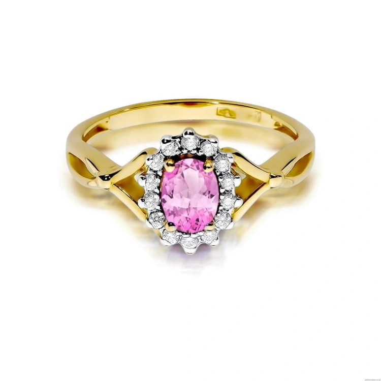 Pierścionek W182 Różowy Szafir 0,45ct żółte złoto
