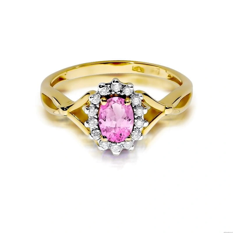 Pierścionek W182 Różowy Szafir 0,45ct żółte złoto